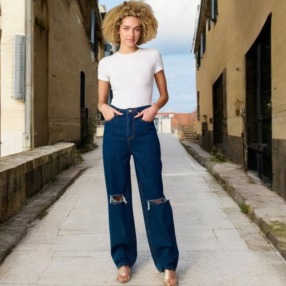 Mandalay and Co.  Dark Indigo Ripped '90s Boyfriend Jeans
